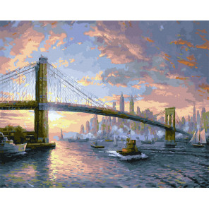  Рассвет над Нью-Йорком Раскраска картина по номерам на цветном холсте Molly KK0747