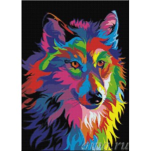 Радужный волк Алмазная вышивка (мозаика) Гранни