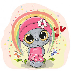  Котёнок в шапочке Алмазная вышивка мозаика на подрамнике Molly KM1035