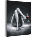 Девушка с бокалом красного вина Раскраска картина по номерам на холсте