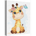 Жирафик с бабочкой / Животные Раскраска картина по номерам для детей на холсте