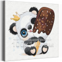 Панда с мороженым / Животные 100х100 см Раскраска картина по номерам для детей на холсте с металлической краской
