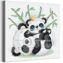 Две панды в зарослях бамбука / Животные 80х80 см Раскраска картина по номерам для детей на холсте