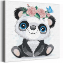 Панда с синими глазами в веночке / Животные Раскраска картина по номерам для детей на холсте