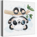 Панда вниз головой на ветке / Животные Раскраска картина по номерам для детей на холсте