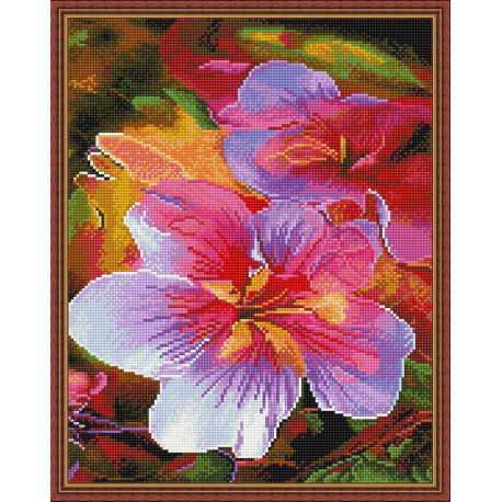  Яркие цветы Алмазная вышивка мозаика с нанесенной рамкой Molly KM1048