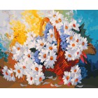 Корзинка с ромашками Раскраска ( картина ) по номерам акриловыми красками на холсте Белоснежка
