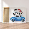 Пример в интерьере Панда в кепке в синей машине / Животные Раскраска картина по номерам для детей на холсте AAAA-V0070