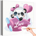 Панда девочка в самолете / Животные Раскраска картина по номерам для детей на холсте с неоновой краской