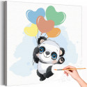Панда с воздушными шариками / Животные Раскраска картина по номерам для детей на холсте