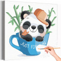 Панда в чашке / Животные Раскраска картина по номерам для детей на холсте