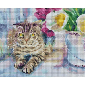  Кот и тюльпаны Алмазная вышивка мозаика Арт Фея UA526