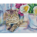 Кот и тюльпаны Алмазная вышивка мозаика АртФея