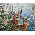 Пара оленей в зимнем лесу Алмазная вышивка мозаика АртФея