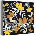 Цветы яркие на черном фоне 100х100 см Раскраска картина по номерам на холсте с металлической краской