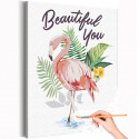 Розовый фламинго / Птицы, тропики Раскраска картина по номерам на холсте