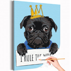  Я правлю миром / Мопс, собаки / Животные Раскраска картина по номерам на холсте с металлической краской AAAA-V0013