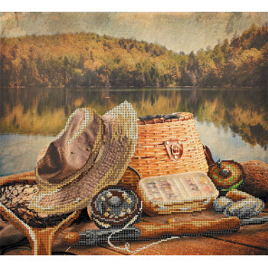  Рыболовный натюрморт Ткань с рисунком для вышивки бисером Матренин Посад 4236