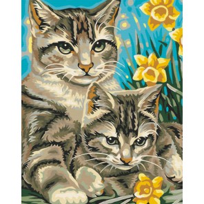 Кошка с котёнком Раскраска по номерам акриловыми красками на холсте Живопись по номерам
