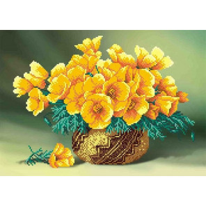  Желтые цветы в вазе Ткань с рисунком для вышивки бисером МП Студия Г-102