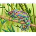 Радужный хамелеон Ткань с рисунком для вышивки бисером МП Студия
