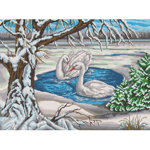  Лебеди на пруду Канва с рисунком для вышивки Конек 7817