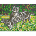 Волчья семья Канва с рисунком для вышивки Конек
