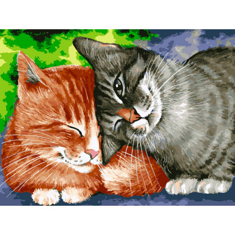  Кошачьи ласки Раскраска картина по номерам на холсте Белоснежка 520-AS