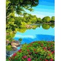 Голубое озеро Раскраска картина по номерам на холсте Paintboy