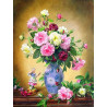  Розы в голубой вазе Ткань для вышивания лентами Каролинка КЛ-3080