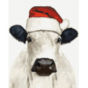Новогодняя корова Раскраска картина по номерам на холсте