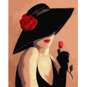 Дама с красным цветком Раскраска картина по номерам на холсте