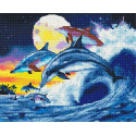 Дельфины на фоне луны Алмазная вышивка мозаика без подрамника