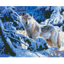 Волк в зимнем лесу Алмазная вышивка мозаика без подрамника