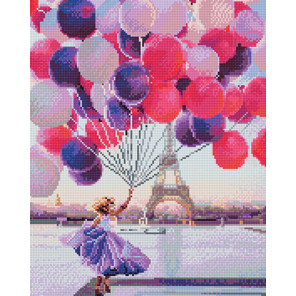  Девочка с шариками в Париже Алмазная вышивка мозаика без подрамника GJW5832