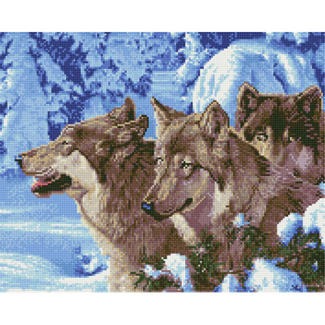  Волки в зимнем лесу Алмазная вышивка мозаика без подрамника GJW2798