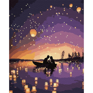  Ночь небесных фонариков Раскраска картина по номерам на холсте ZX 23696