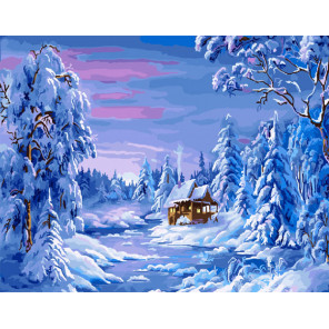  Зимний домик Раскраска картина по номерам на холсте ZX 20431