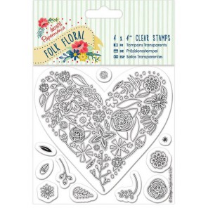 Сердце Folk Floral Штампы для скрапбукинга, кардмейкинга Docrafts