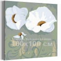 Три белых мака на зеленом поле Цветы Природа 100х100 Раскраска картина по номерам на холсте