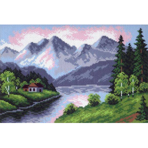  Кавказские горы Ткань с рисунком для вышивания Матренин Посад 0411