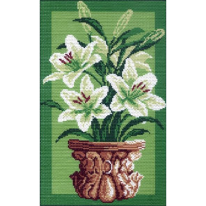  Белые лилии Ткань с рисунком для вышивания Матренин Посад 0745