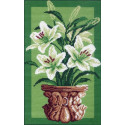 Белые лилии Ткань с рисунком для вышивания Матренин Посад