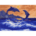 Дельфины в море Ткань с рисунком для вышивания Матренин Посад