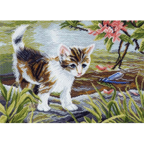  Любопытный котенок Ткань с рисунком для вышивания Матренин Посад 0858
