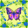 1_1 Зеленая бабочка Ткань с рисунком для вышивания Матренин Посад