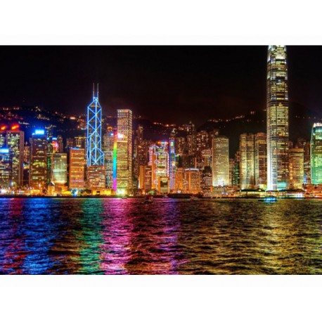 Ночной Гонконг Раскраска (картина) по номерам акриловыми красками на холсте Menglei