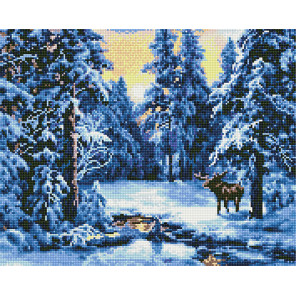  Лось в зимнем лесу Алмазная вышивка мозаика без подрамника GJW2835