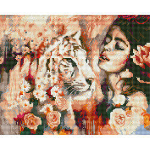  Тигр и девушка Алмазная вышивка мозаика без подрамника GJW4495