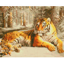 Тигр в зимнем лесу Алмазная вышивка мозаика без подрамника